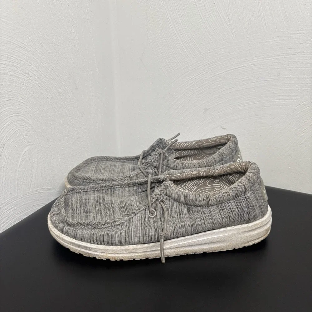 Hey Dude WALLY YOUTH Stone Linen Slip‎ On Casual Shoes Y3 Womens 4 Lightweight